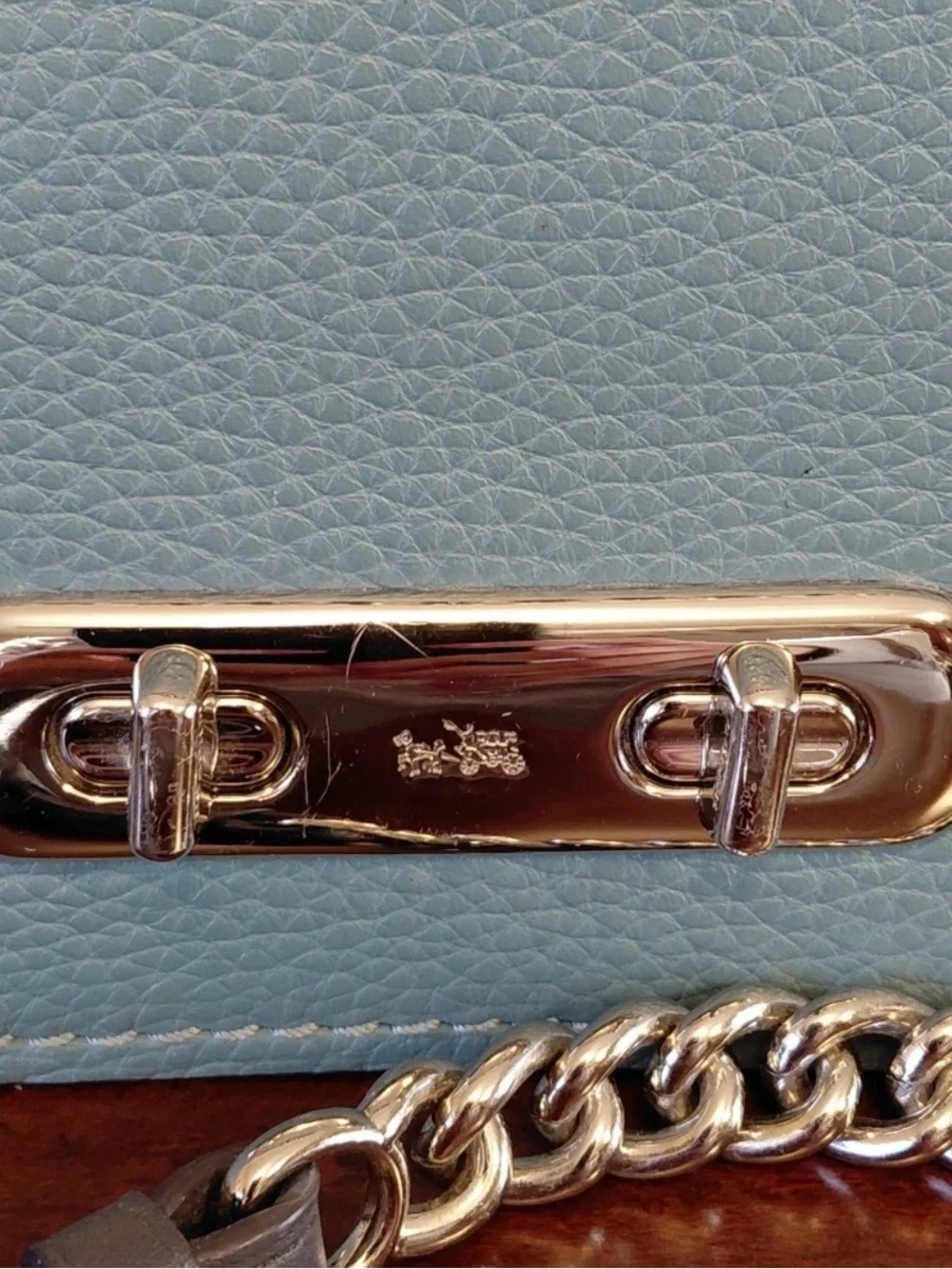 Coach Swagger 20 Shoulder Bag Colorblock Pebble Leather Teal & Blue 24114